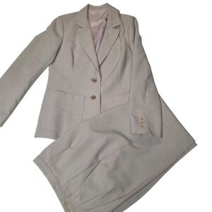 1970s JC Penney Leisure Pant Suit Womens Size M Beige Blazer Pants Career Office